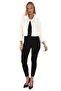 Women's White Transverse Striped Fur Lined Inside Luxury Crop Jacket - 4
