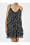 Ruffle Polka Dot Dress Chiffon Mini Slim Strap V Neck Lined - 5