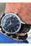 Brand Black Leather Cord Calendar Men's Wrist Watch + Bracelet
