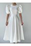 White Watermelon Sleeve Midi Length Dress - 4