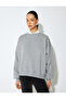 Three-Thread Raised Long Sleeve Crew Neck Rhinestone Oversized Sweatshirt - 3
