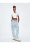 Crop T-Shirt with Metallic Glitter Detail Crew Neck Slim Fit Short Sleeve - 2