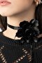 Flower Choker Necklace Satin Black Clover Design (120cm)
