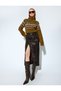 X Melis Ağazat - Long Sleeve Soft Texture Ethnic Pattern Rhinestone Turtleneck Knitted Sweater - 4