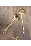 Gold Stainless Steel Scoop -Scrubber - Spoon - Sauce Spoon - Pasta Spoon 26 cm 1 Piece - 4