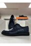 Dark Blue Genuine Leather Men's Shoes - 4