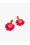 Straw Earrings Floral Beaded Dangle - 3