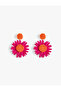 Straw Earrings Floral Beaded Dangle