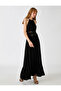 Long Viscose Dress Halter Neck Beading Detail - 3