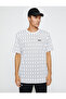 Basic T-Shirt Crew Neck Slogan Printed Geometric Pattern - 3