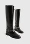 Black Leather Ankle Buckle Riding Boots Massimovi - 6