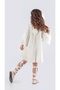 Girl's Crepe Pleated Dress Mnk0595 White - 6