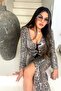 Black Leopard Sequined Lace up Jacket - 2