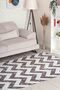 Geometric Gray Anthracite Chenille Machine Washable Fringed Non-Slip Base Living Room Carpet 7824 - 7