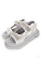 Dericlub Women's Velcro Double Strap Stone Sandals Zy 7901 Gray - 5