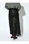 X Melis Ağazat - Slim Fit Half-Lined Ostrich Feather Detail Sheer Sequined Embroidered Long - 4