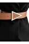 Women's Brown Gold Triangle Buckle Dress Coat Belt - 3