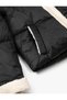 Short Inflatable Coat with Zipper and Plush Detail with Pockets - 6