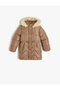 Inflatable Coat with Faux Fur Detail, Hood, Pockets, Zipper, and Belt Detail