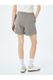 Slogan Embroidery Detailed Lace up Waist Shorts with Pockets - 4
