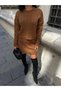 Women's Knitwear Brown Crew Neck Knitted Skirt Sweater Set of 2 - 5