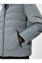 Zippered Pocket Detailed Slogan Printed Hooded Puffer Jacket - 5
