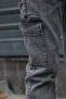 Men's Gray Jogger Cargo Jeans - Side Pocket and Elastic Waist - 5