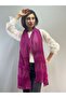 190X75 cm Embossed Bud Satin Fabric Women's Scarf Shawl Fuchsia - 3