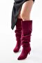 Sr-2001 Burgundy Suede Thin Heeled Daily Boots - 4