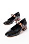 St-006 Black Leopard Patent Leather Daily 4 cm Heeled Shoes - 4