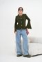 Women's Flywheel Sleeve Detailed Knitwear Cardigan Khaki 20898 - 6