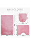 Unicolor Plain Pink 3-Piece Bath Mat Rug Set Non-Slip Toilet Seat Set - 6