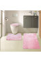 Unicolor Plain Pink 3-Piece Bath Mat Rug Set Non-Slip Toilet Seat Set - 7