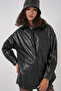 20134 Oversize Faux Leather Shirt - Black - 5