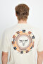 100% Cotton Loose Fit Relaxed Fit Crew Neck Men's Ecru Back Printed T-Shirt - 6