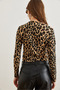 Women's Beige Boat Neck Corded Leopard Crop Blouse Blz- 19002789 - 7