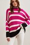 Fuchsia Striped Black Knitwear Tunic - Color Detailed Tnk- 19000101 - 4