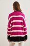 Fuchsia Striped Black Knitwear Tunic - Color Detailed Tnk- 19000101 - 6