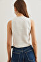 Women's White Double Silver Button Knitted Vest Ylk- 19000052 - 5