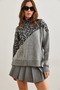 Women's Gray Leopard Detailed Blocked Sweater Kzk- 19000811 - 4