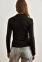 Women's Black Stand Collar Flowy Soft Touch Blouse Blz- 19002758 - 2