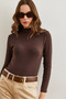 Women's Bitter Brown Stand Collar Flowy Soft Touch Blouse Blz- 19002758 - 7