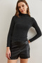 Women's Black Stand Collar Glitter Shiny Blouse Blz- 19002788 - 2