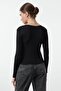 Siyah-Antrasit İkili Paket Crop/Kısa Fitted/Vücuda Oturan Örme Bluz TWOAW25BZ00061 - 11