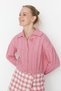 Pink Crop Polo Collar Knitwear Cardigan Twoaw22Hi0448