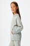 Gray Girl's Oversized Hooded Sweat Long Sleeve Kangaroo Pocket Parachute Fabric Detailed 5Wkg10004Ak |   K