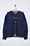 Dark Blue Sailor Collar Detail Contrast Stitching Denim Shirt Jacket Twoss25Ce00003 - 6