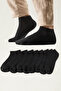 Black Unisex 8-Piece Economical Pack Cotton Bootie Socks Tedaw25Co00005