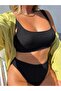 بدلة بيكيني من القماش المزخرف بحزام مزدوج - 5
