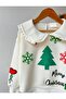 New Season Baby Lapel Drop Button Closure Snow Deer Heart New Year Printed Bottom Top Suit Multicolor - 2